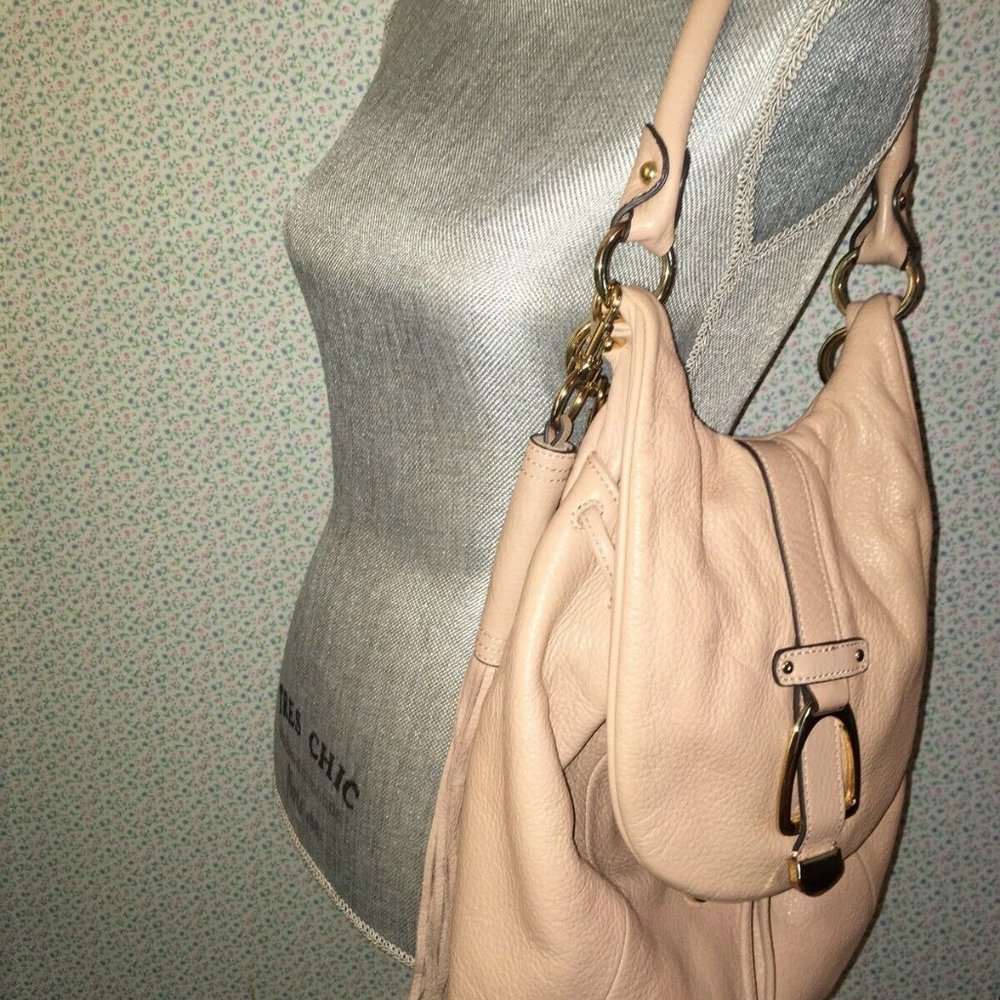 G.I.L.I (QVC) Beige Soft Pebble Leather Handbag - Picture 5 of 11